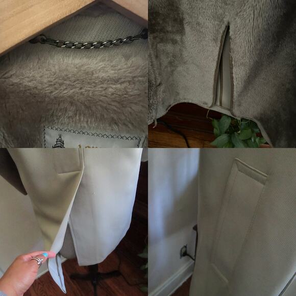 Vintage London Fog 60s Olive Green Faux Fur Lined Peacoat 36 Short Old Hollywood - Picture 16 of 17